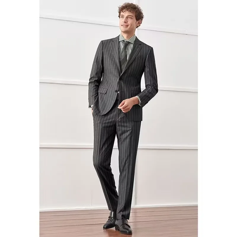 2 Piece Formal Grey Striped Men Suits Single Breasted Tuxedos Slim Fit Formal Business Men Clothing Notch Lapel Costume Homme
2 Piece Formal Grey Striped Men Suits Single Breasted Tuxedos Slim Fit Formal Business Men Clothing Notch Lapel Costume Homme