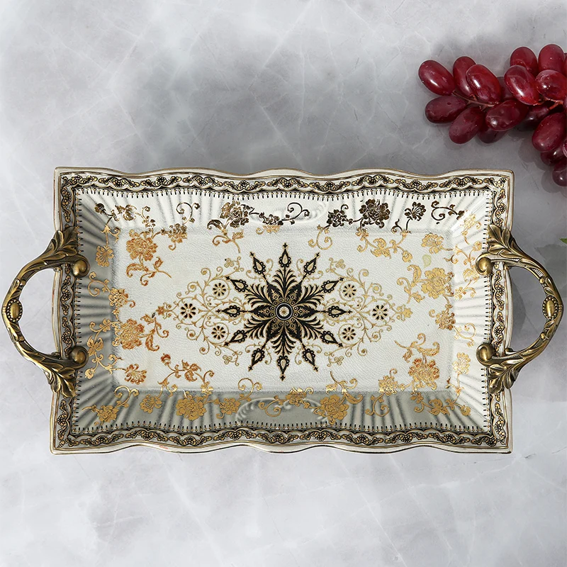 Luxury Ceramic Tray European American Creative Fruit Plate Living Room Decoration Ornaments Snacks Food Tray
Luxury Ceramic Tray European American Creative Fruit Plate Living Room Decoration Ornaments Snacks Food Tray