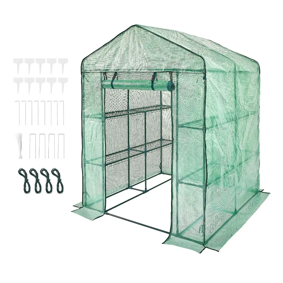 Walk-in Green House for planting and storage, PE cover with steel frame, green color, high strength, zipper door, shelves inclu
Walk-in Green House for planting and storage, PE cover with steel frame, green color, high strength, zipper door, shelves inclu