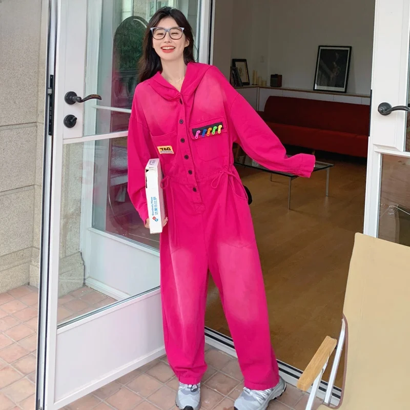 Pink Hooded Denim Jumpsuit Women's High Waist Loose Casual Wide Leg Suiting Set Trendy Commute Sle Korean Brand Workwear
Pink Hooded Denim Jumpsuit Women's High Waist Loose Casual Wide Leg Suiting Set Trendy Commute Sle Korean Brand Workwear