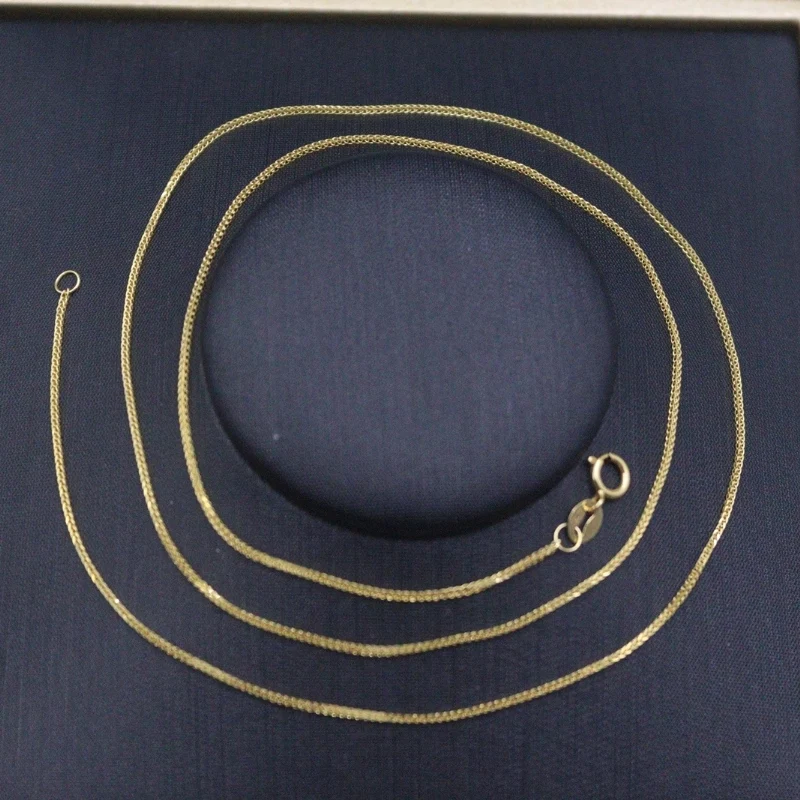 Real Pure 18K Yellow Gold Chain Women Lucky 0.8mm Wheat Necklace 45cm/1.2-1.4g
Real Pure 18K Yellow Gold Chain Women Lucky 0.8mm Wheat Necklace 45cm/1.2-1.4g
