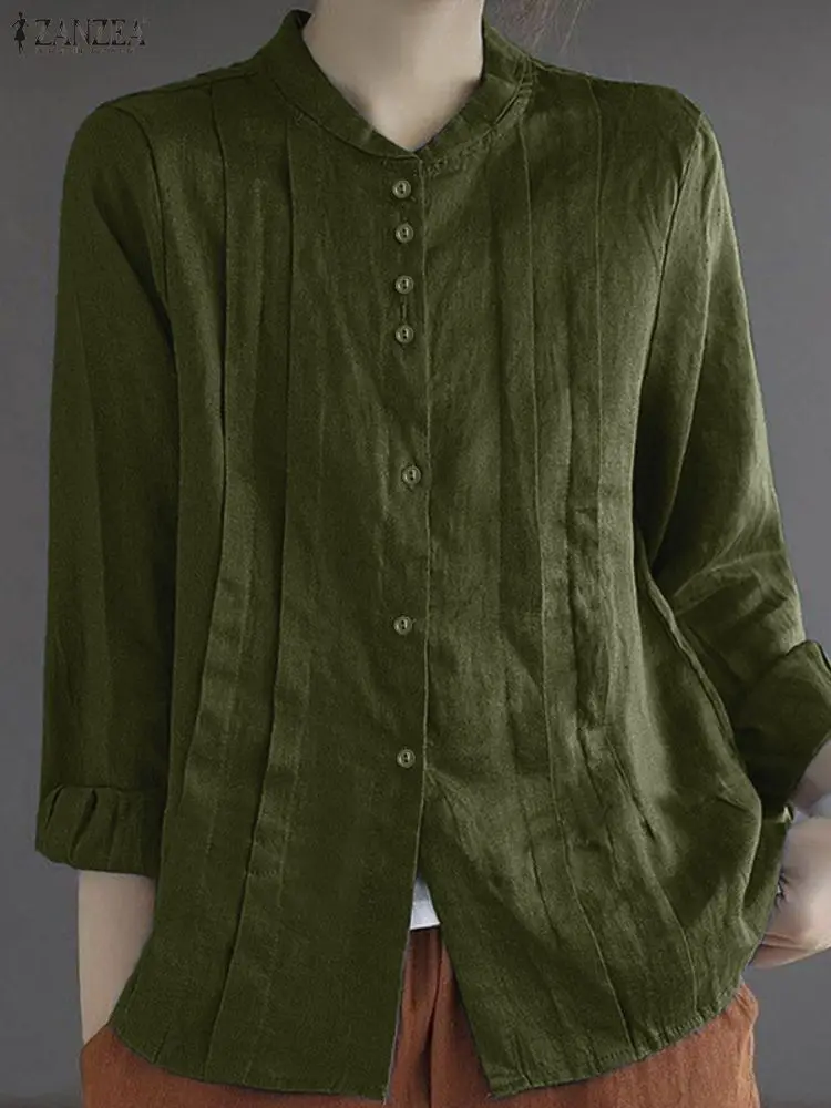ZANZEA повседневные и повседневные рубашки, женские винтажные однотонные хлопковые рубашки с круглым вырезом и длинными рукавами на пуговицах, летняя женская одежда
ZANZEA повседневные и повседневные рубашки, женские винтажные однотонные хлопковые рубашки с круглым вырезом и длинными рукавами на пуговицах, летняя женская одежда