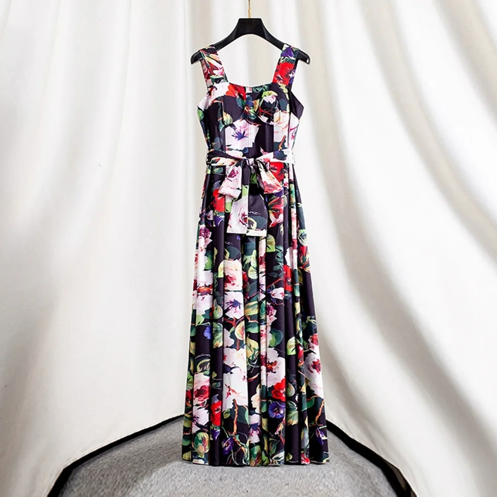 ZJYT Runway Vintage Floral Print Long Maxi Dress for Women Spaghetti Strap Floor Length Summer Holiday Elegant Party Gown Black
ZJYT Runway Vintage Floral Print Long Maxi Dress for Women Spaghetti Strap Floor Length Summer Holiday Elegant Party Gown Black