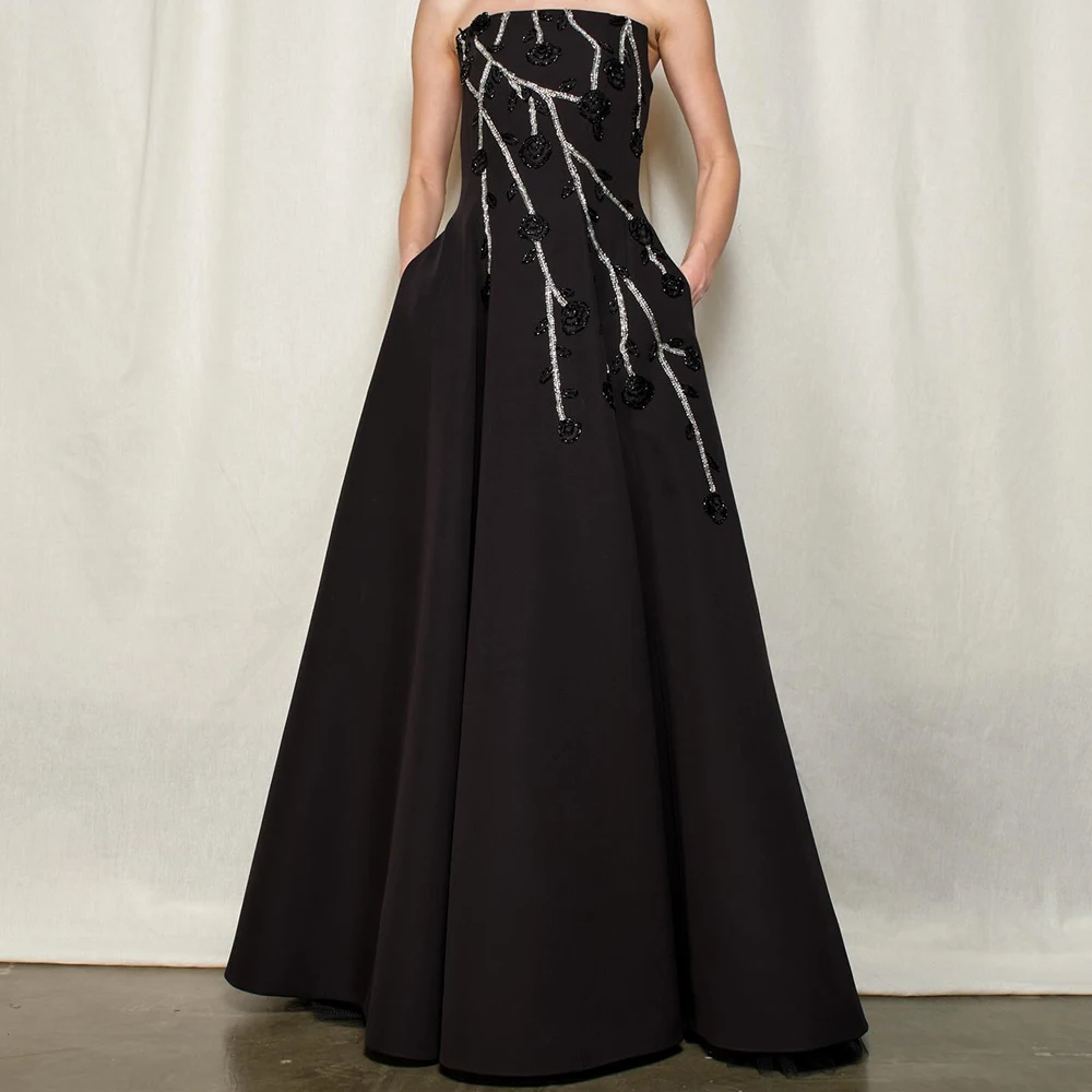 Customized A-line Evening Dresses Floor-length Strapless Sleeveless Prom Gown Fsahion Sequined Flowers Backless Party Gown
Customized A-line Evening Dresses Floor-length Strapless Sleeveless Prom Gown Fsahion Sequined Flowers Backless Party Gown