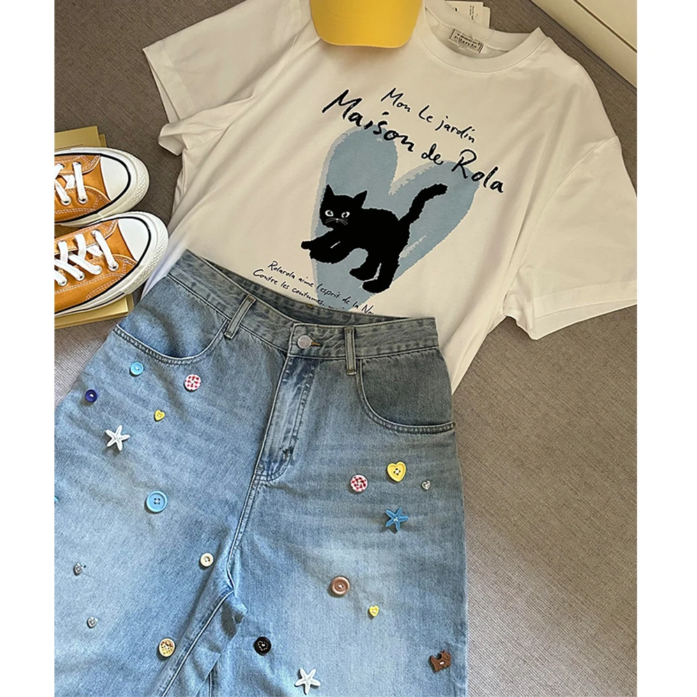 Colorful Button Women Denim Pants Calf-Length High Waist Wide Leg Jeans Female Summer Casual Soft Loose Wide Leg Blue Trousers
Colorful Button Women Denim Pants Calf-Length High Waist Wide Leg Jeans Female Summer Casual Soft Loose Wide Leg Blue Trousers