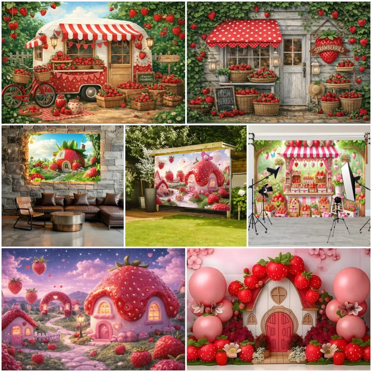 Strawberry Theme Photography Backdrop Lovely Strawberry Cottage Background Girls Birthday Party Decor Banner Photo Booth Props
Strawberry Theme Photography Backdrop Lovely Strawberry Cottage Background Girls Birthday Party Decor Banner Photo Booth Props