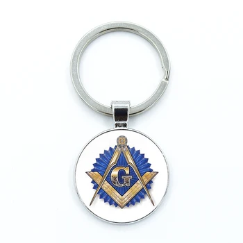 Mason Masonic 한숨 유리 펜던트 키체인, 쥬얼리 참 백, 기념품 키링, 무료