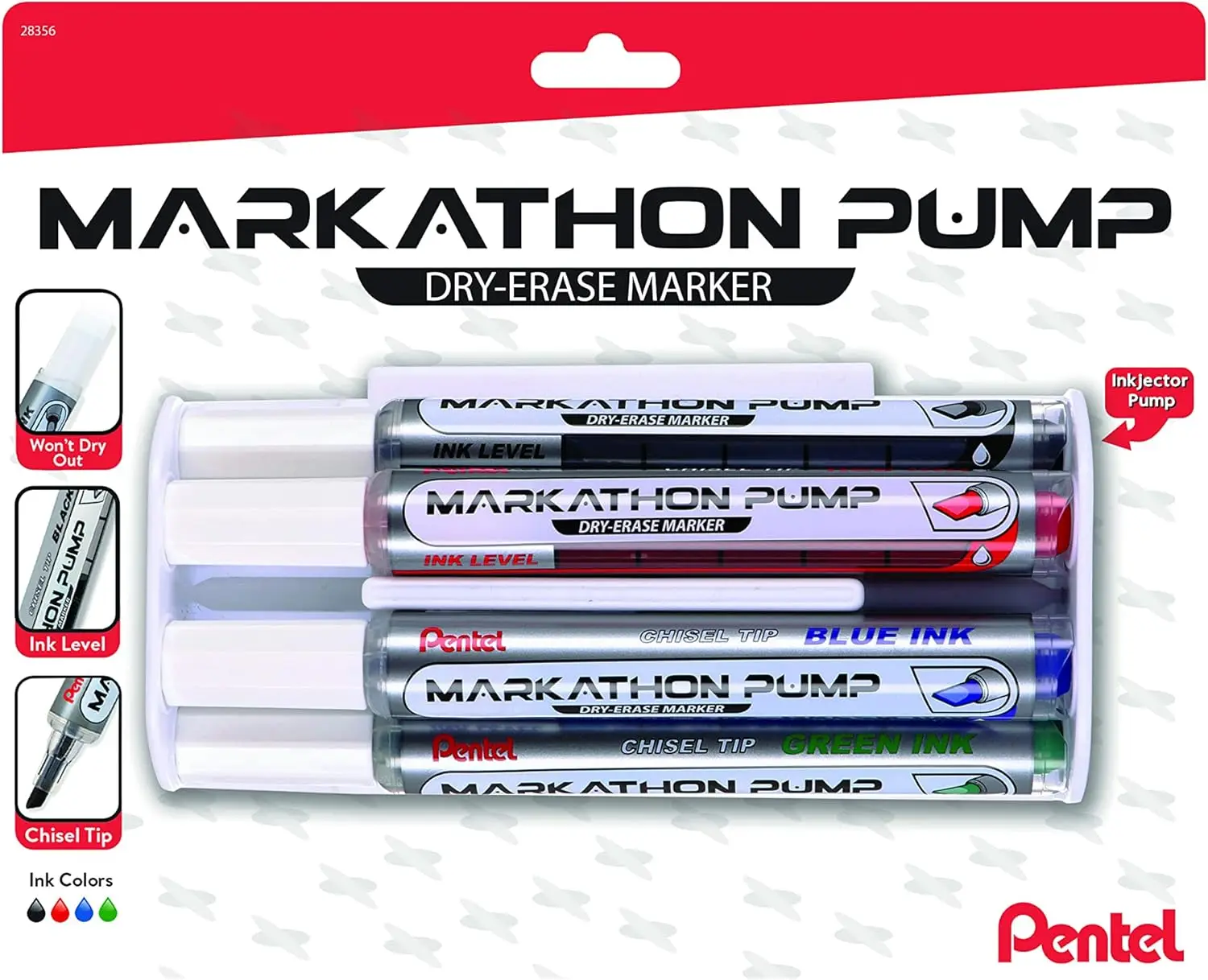 Dry Erase Markers with Inkjector Pump, Chisel Tip, Assorted Colors, 4 Pack with Eraser for Whiteboard
Dry Erase Markers with Inkjector Pump, Chisel Tip, Assorted Colors, 4 Pack with Eraser for Whiteboard