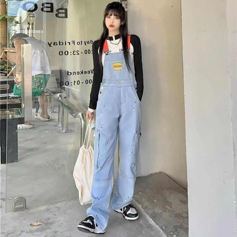 Denim Jumpsuits for Women Harajuku Embroidery Splash Ink Straight Pants One Piece Outfits Women Rompers Casual Vintage Playsuits
Denim Jumpsuits for Women Harajuku Embroidery Splash Ink Straight Pants One Piece Outfits Women Rompers Casual Vintage Playsuits