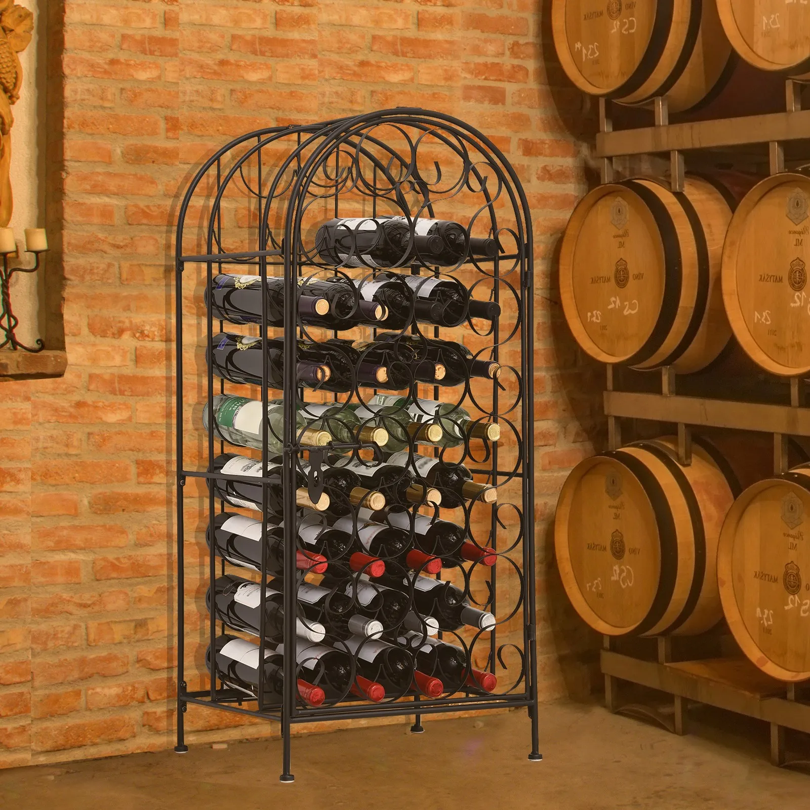 35 Bottle Large Metal Floor Freestanding Locking Wine Rack Jail Renaissance Cage
35 Bottle Large Metal Floor Freestanding Locking Wine Rack Jail Renaissance Cage