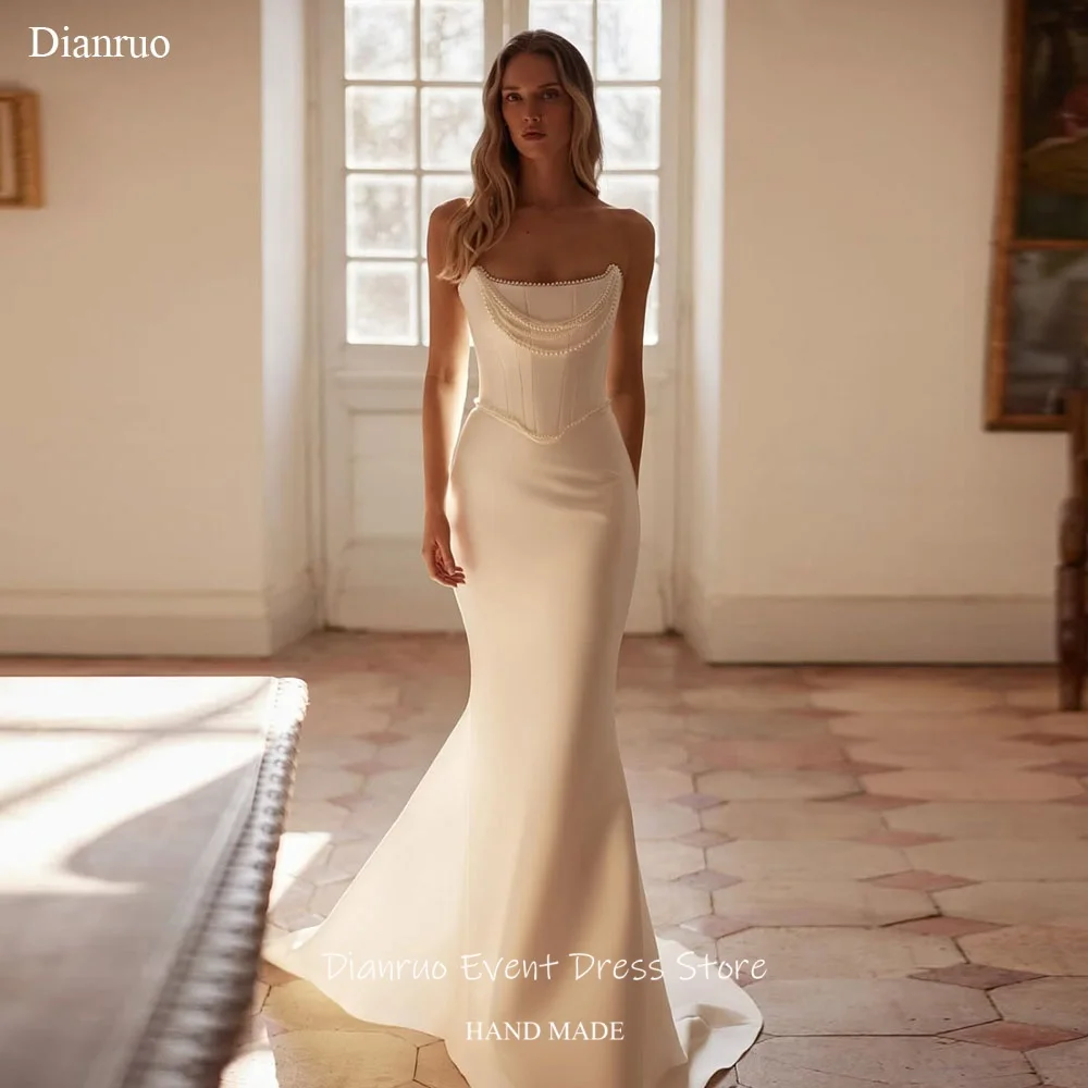 Dianruo Luxury Multi Layer Pearls Wedding Dress Strapless Mermaid Vestido De Noiva Maxi Length Bridal Evening Dress Customized
Dianruo Luxury Multi Layer Pearls Wedding Dress Strapless Mermaid Vestido De Noiva Maxi Length Bridal Evening Dress Customized