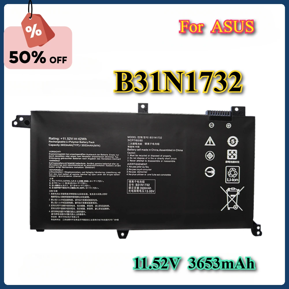 B31N1732 3653mAh Laptop Battery for ASUS VivoBook X430FN X430UA X571G X571L F571G A571 for Asus VivoBook S14 S430FA S430FN
B31N1732 3653mAh Laptop Battery for ASUS VivoBook X430FN X430UA X571G X571L F571G A571 for Asus VivoBook S14 S430FA S430FN