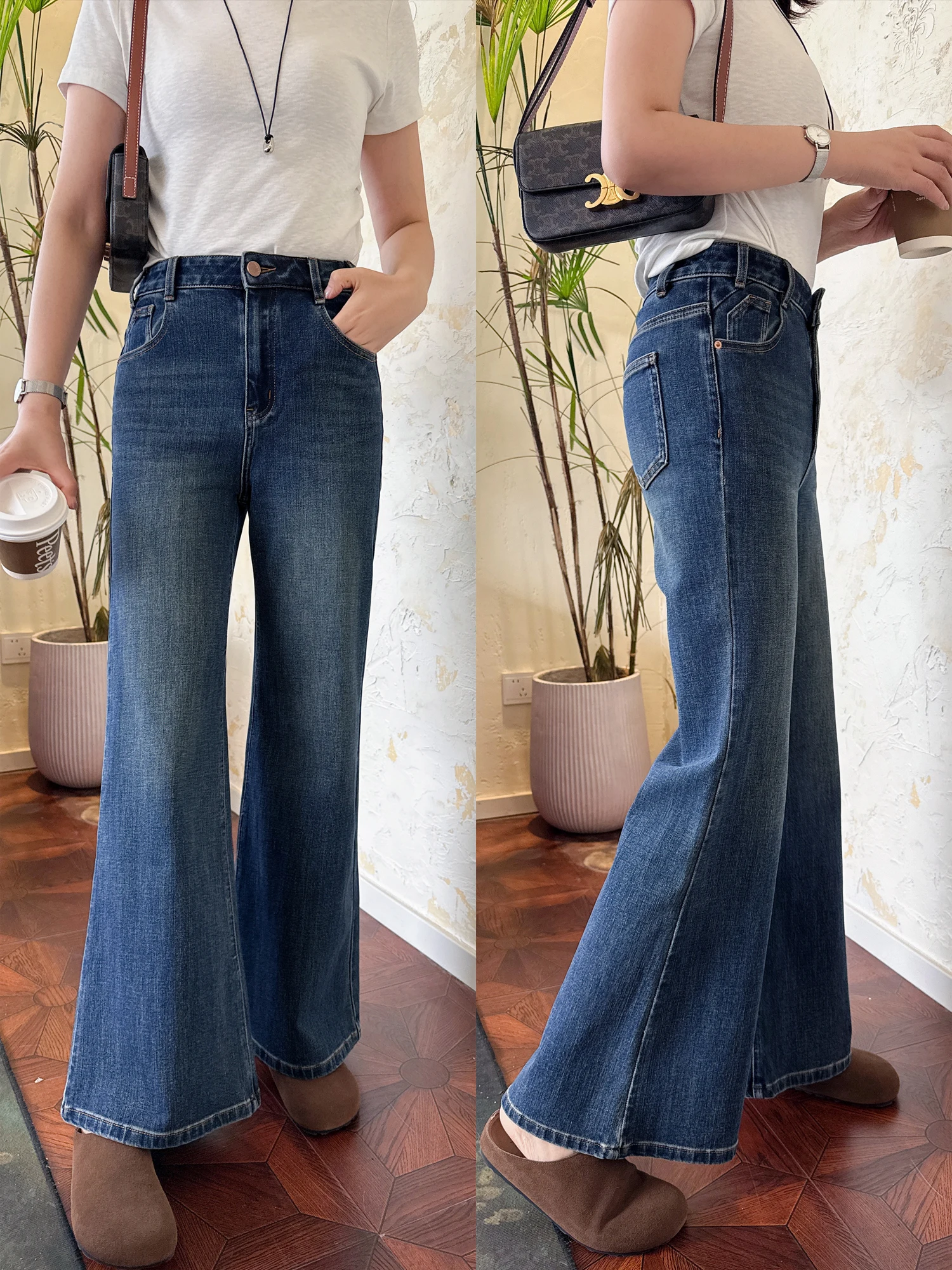 Темно-синие широкие джинсы с высокой талией и микро-расклешенными джинсами Paris Retro Sle Женские джинсы из эластичной ткани средней талии
Темно-синие широкие джинсы с высокой талией и микро-расклешенными джинсами Paris Retro Sle Женские джинсы из эластичной ткани средней талии