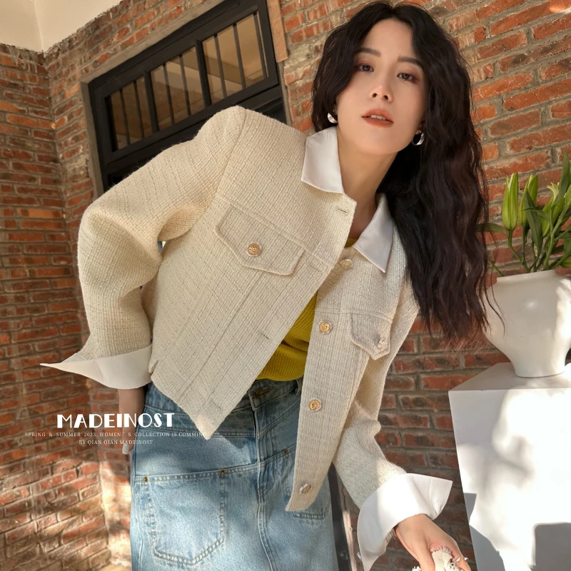Autumn Vintage French High Quality Tweed Jacket Women Luxury Elegant Lapel Patchwork Single-breasted Short Y2k Tops Coat Women
Autumn Vintage French High Quality Tweed Jacket Women Luxury Elegant Lapel Patchwork Single-breasted Short Y2k Tops Coat Women