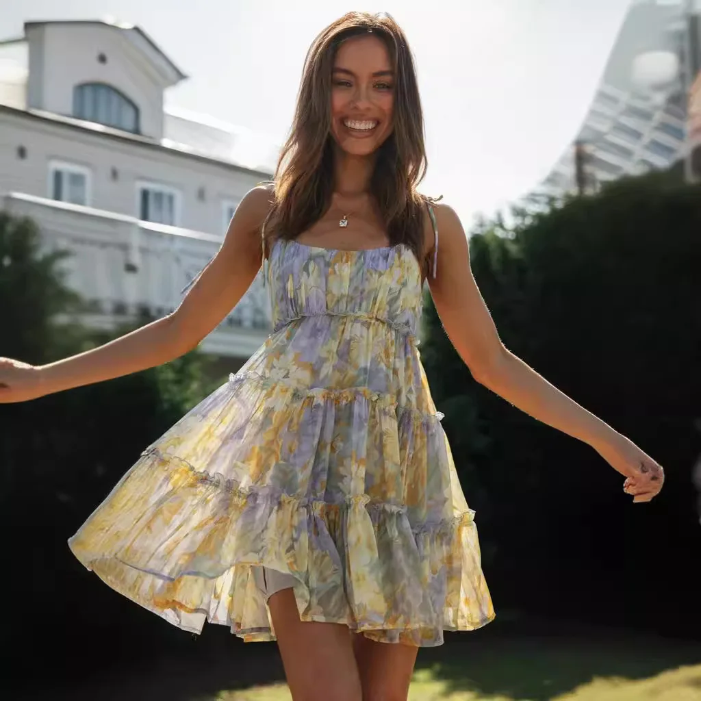 Women Casual Printed Pleated Scarf Collar Mini Dresses Chic Sleeveless Off Shouder Short Vestido Summer Lady Party Beach Robe
Women Casual Printed Pleated Scarf Collar Mini Dresses Chic Sleeveless Off Shouder Short Vestido Summer Lady Party Beach Robe