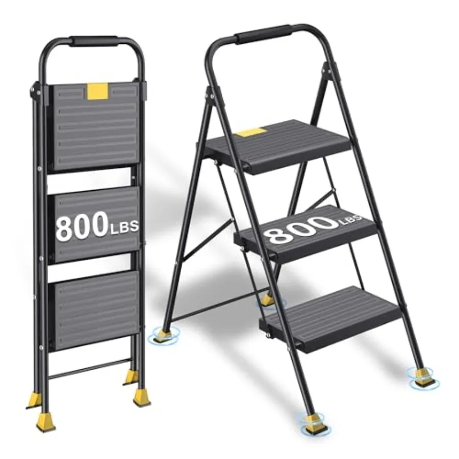 Step Ladder Foldable Folding Stool - for Home Adults Kitchen 3 Stepping Extension Tall Heavy Duty with Handrails - Closet Steps
Step Ladder Foldable Folding Stool - for Home Adults Kitchen 3 Stepping Extension Tall Heavy Duty with Handrails - Closet Steps