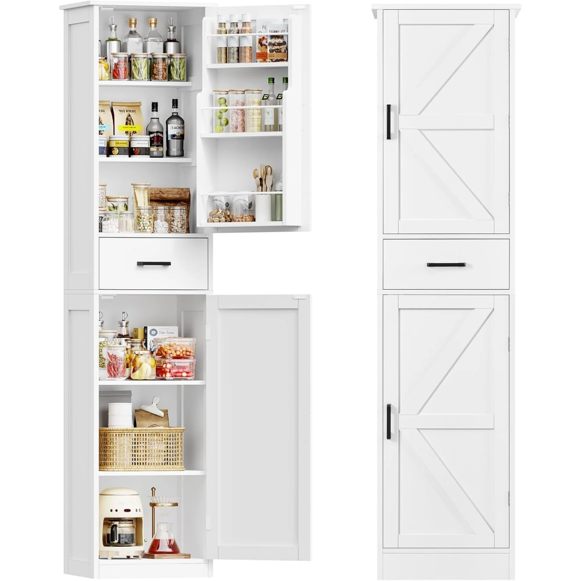 Tall Storage Cabinet with 3 Door Shelves & 1 Drawer, Narrow Kitchen Pantry Cabinet for Living Room, Bathroom, Entryway, White
Tall Storage Cabinet with 3 Door Shelves & 1 Drawer, Narrow Kitchen Pantry Cabinet for Living Room, Bathroom, Entryway, White