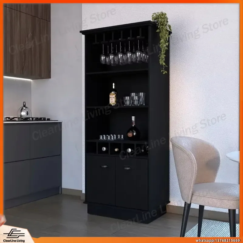 Black Modern Bar Cabinet for Living Room with Wine Storage Shelves and Glass Doors Home Bar Furniture for Whiskey Rum Beer
Black Modern Bar Cabinet for Living Room with Wine Storage Shelves and Glass Doors Home Bar Furniture for Whiskey Rum Beer