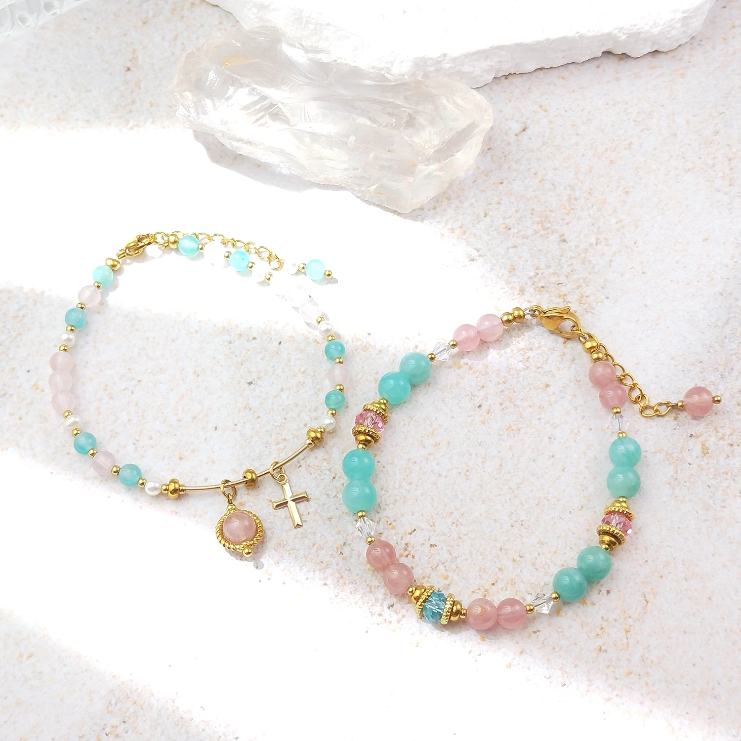 Lii Ji натуральный камень розовый кварц амазонит браслет из нержавеющей стали 14 К позолоченный браслет ювелирные изделия ручной работы для женщин
Lii Ji натуральный камень розовый кварц амазонит браслет из нержавеющей стали 14 К позолоченный браслет ювелирные изделия ручной работы для женщин