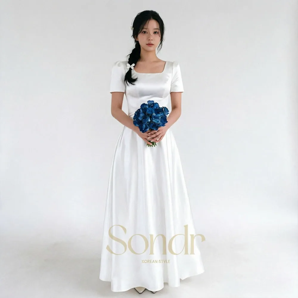 Sondr Customized Square Collar Short Sleeves Korean Wedding Dresses A Line Floor-Length Elegant Satin Bridal Reception Dress
Sondr Customized Square Collar Short Sleeves Korean Wedding Dresses A Line Floor-Length Elegant Satin Bridal Reception Dress
