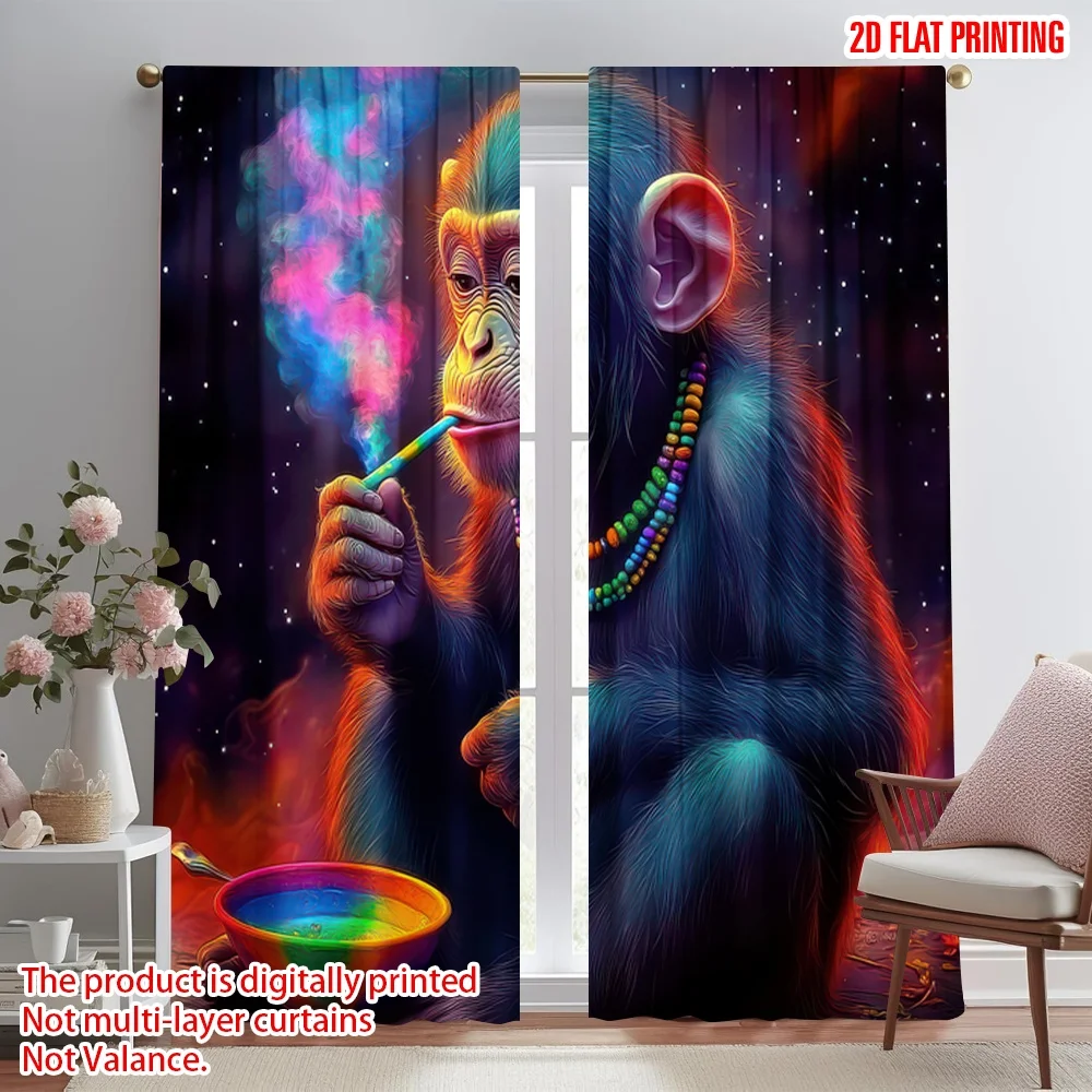 2D flat printing 2pcs Party Curtain Colorful Monkey Smoking Digital Printed Polyester Drapes Festive Wall Decor for Indoor
2D flat printing 2pcs Party Curtain Colorful Monkey Smoking Digital Printed Polyester Drapes Festive Wall Decor for Indoor