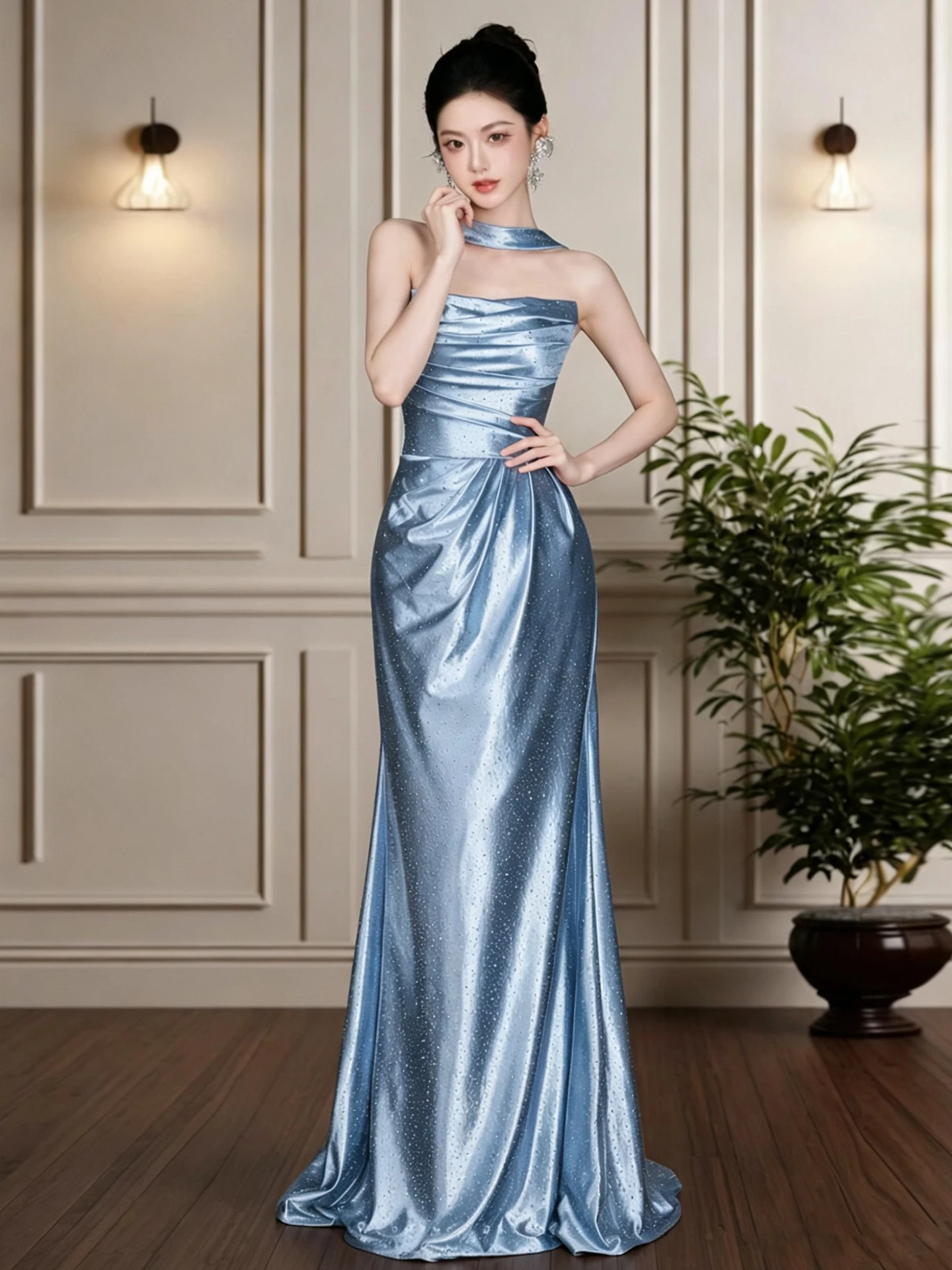 Blue Bridal Robe Women's High End Luxury Slimming Wedding Dress Fashionable Grooming Ceremony Evening Ball Engagement Suit
Blue Bridal Robe Women's High End Luxury Slimming Wedding Dress Fashionable Grooming Ceremony Evening Ball Engagement Suit