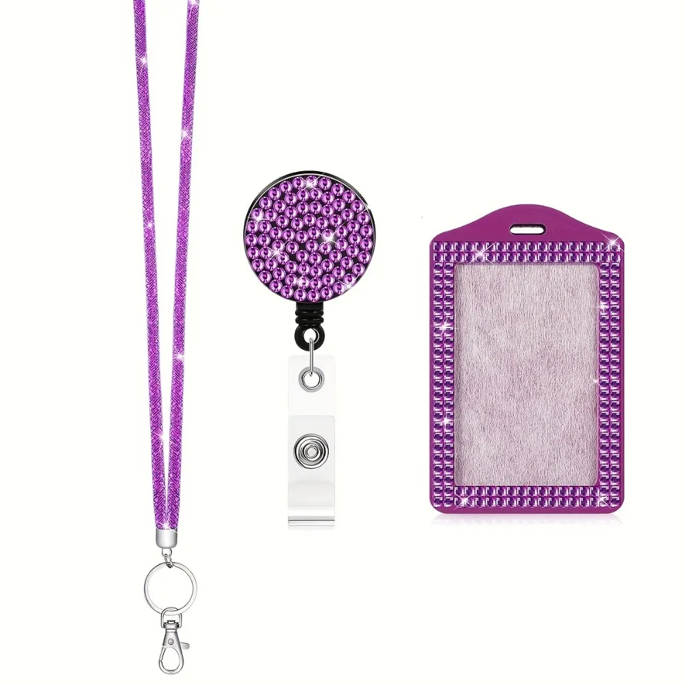 Bling ID Holder with Lanyard Rhinestone Decorated Elegant Design Shiny Finish Badge Reel Retractable Lanyard Easy Pull Buckle
Bling ID Holder with Lanyard Rhinestone Decorated Elegant Design Shiny Finish Badge Reel Retractable Lanyard Easy Pull Buckle