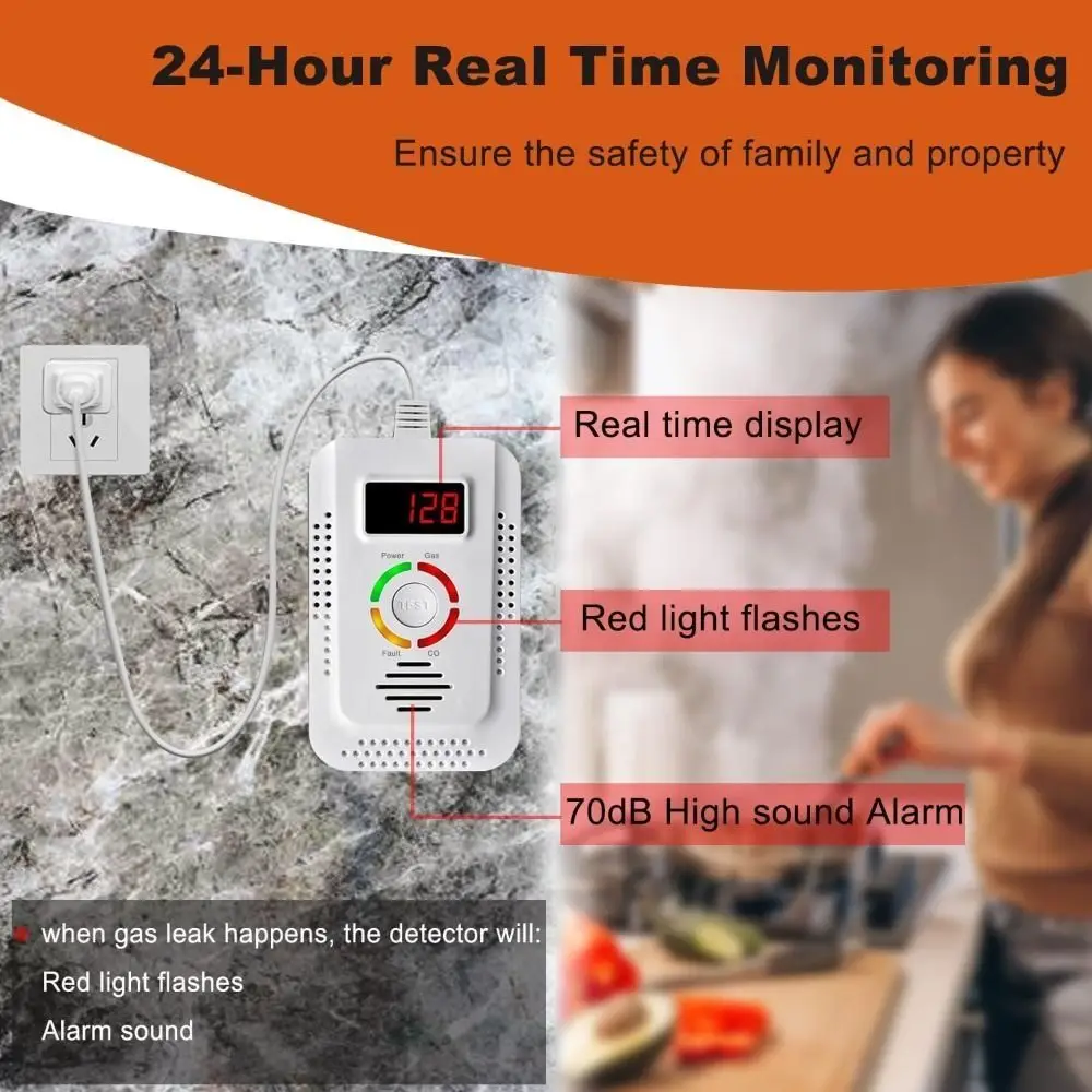 Environmental Sensors Gas Detection System Temperature Humidity Sensors Sound Warning Gas Alarm US EU Plug LCD Display
Environmental Sensors Gas Detection System Temperature Humidity Sensors Sound Warning Gas Alarm US EU Plug LCD Display