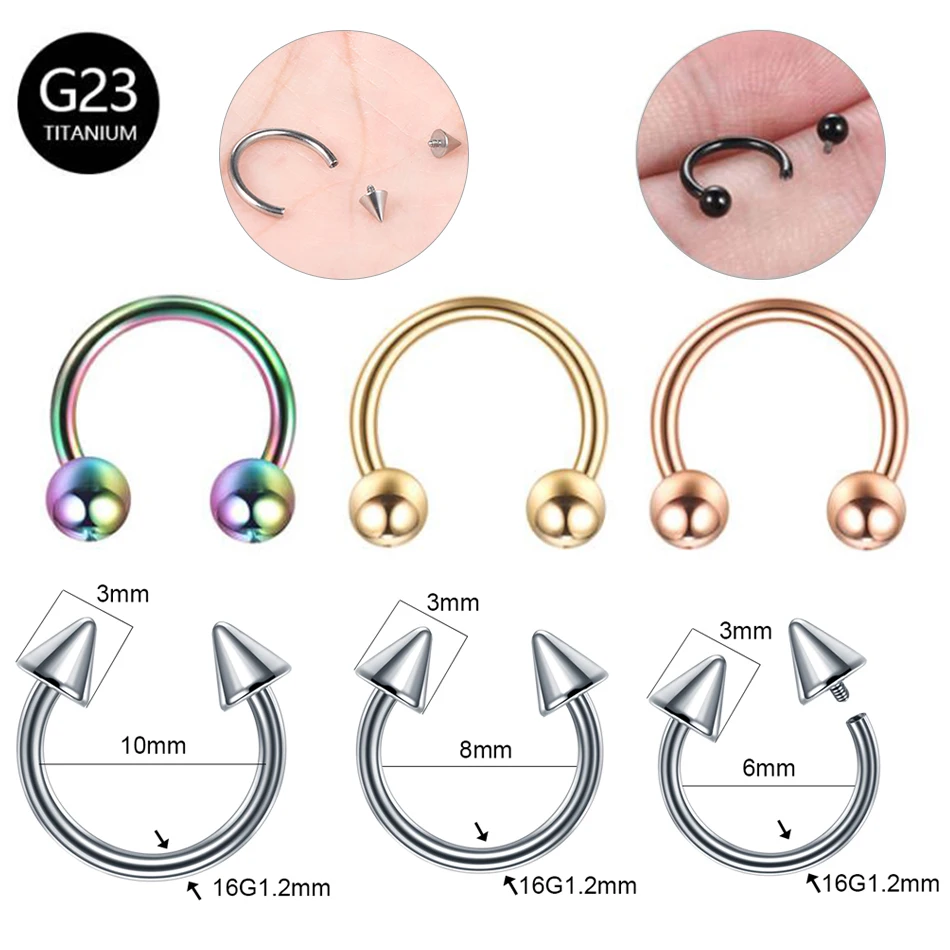 1PC Titanium Nose Piercing Hoop Septum Earrings Internal Thread 16G Circular Barbell Horseshoe Ring Tragus Helix Pircing Jewelry
1PC Titanium Nose Piercing Hoop Septum Earrings Internal Thread 16G Circular Barbell Horseshoe Ring Tragus Helix Pircing Jewelry
