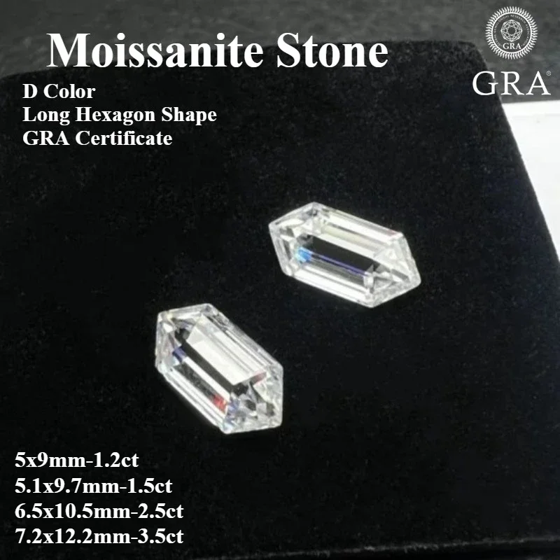 Moissanite Stone D Color Long Hexagon Shape Special Cut Lab Grown Gemstone for DIY Charms Jewelry Making with Certificate
Moissanite Stone D Color Long Hexagon Shape Special Cut Lab Grown Gemstone for DIY Charms Jewelry Making with Certificate