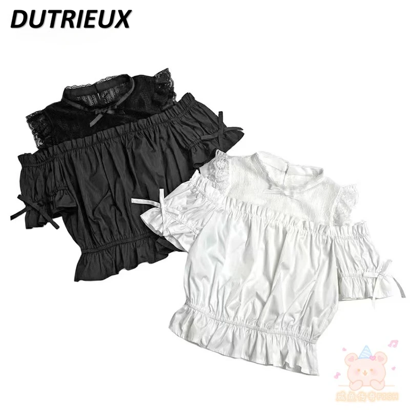 Japanese SC Summer New Short Sleeve Top Lace Hollow Bow Solid Color Sweet Off-Shoulder Shirt Front and Back Wear Long Skirt
Japanese SC Summer New Short Sleeve Top Lace Hollow Bow Solid Color Sweet Off-Shoulder Shirt Front and Back Wear Long Skirt
