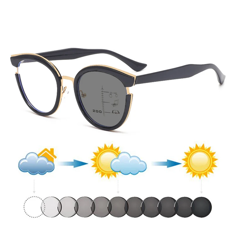 New Fashion Women TR90 Metal Photochromic Progressive Reading Sunglasses Ladies Trend Hyperopia Sunnies Look Near Far Spectacles
New Fashion Women TR90 Metal Photochromic Progressive Reading Sunglasses Ladies Trend Hyperopia Sunnies Look Near Far Spectacles