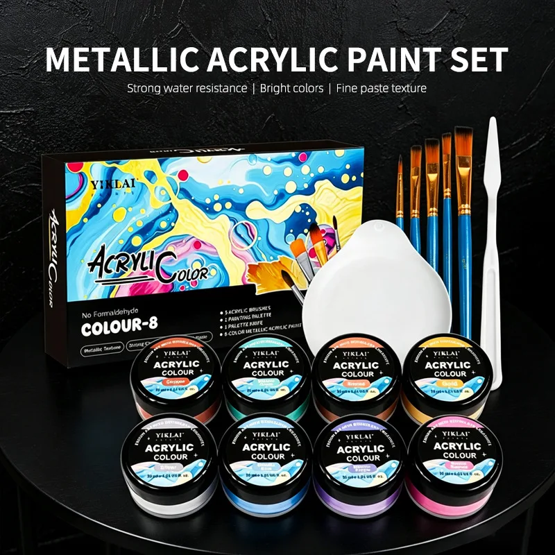 30ml 8 Colors Metallic Gradient Acrylic Paint Set Waterproof Art Painting Drawing DIY Craft Supplies for Artist Student
30ml 8 Colors Metallic Gradient Acrylic Paint Set Waterproof Art Painting Drawing DIY Craft Supplies for Artist Student