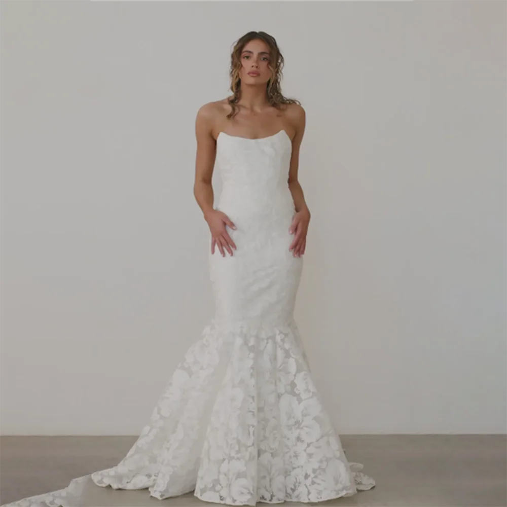 Wedding Dress 2026 Lace Appliqué Mermaid Bride Gown Strapless Bridal Dress Formal Bridal Gowns for Bride Exquisite Bride Gowns
Wedding Dress 2026 Lace Appliqué Mermaid Bride Gown Strapless Bridal Dress Formal Bridal Gowns for Bride Exquisite Bride Gowns