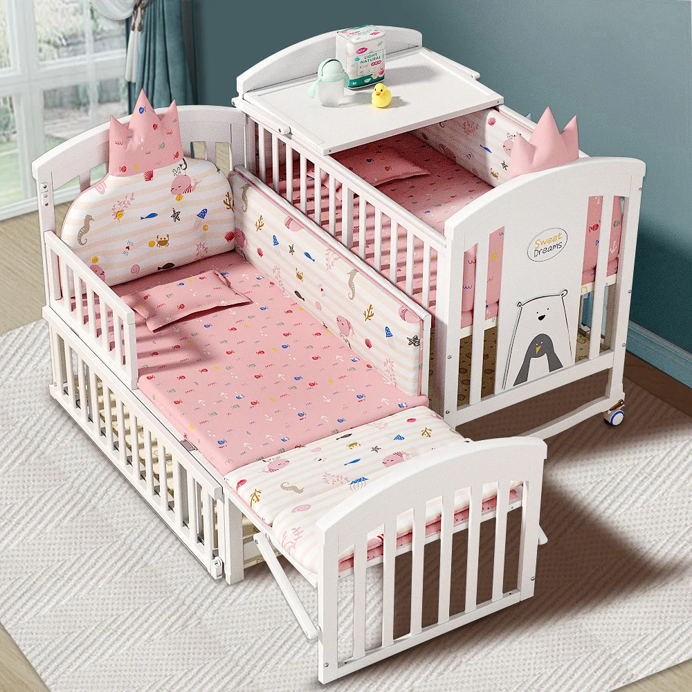 New Multifunctional Wooden Baby Crib with 360 Degree Universal Wheel Lightweight Bed for Kids White
New Multifunctional Wooden Baby Crib with 360 Degree Universal Wheel Lightweight Bed for Kids White