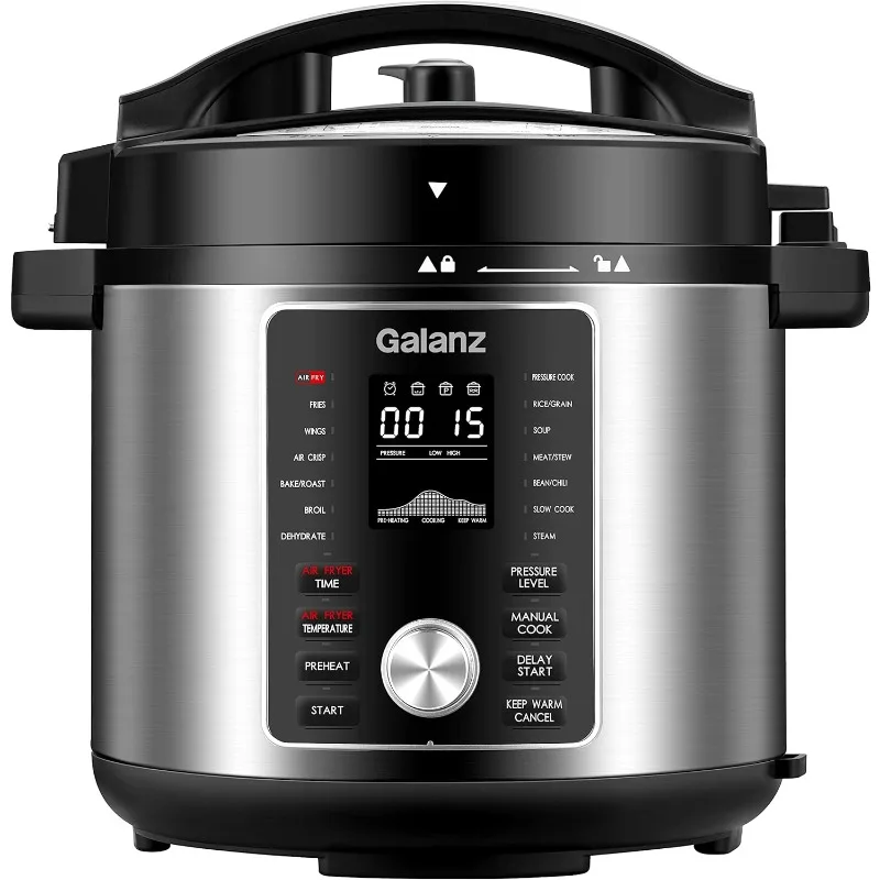 Galanz 12-in-1 Electric Pressure Cooker & Air Fryer with 12 Preset Programs Including Slow Cook, AirFry, Dehydrate, Rice, Grill
Galanz 12-in-1 Electric Pressure Cooker & Air Fryer with 12 Preset Programs Including Slow Cook, AirFry, Dehydrate, Rice, Grill