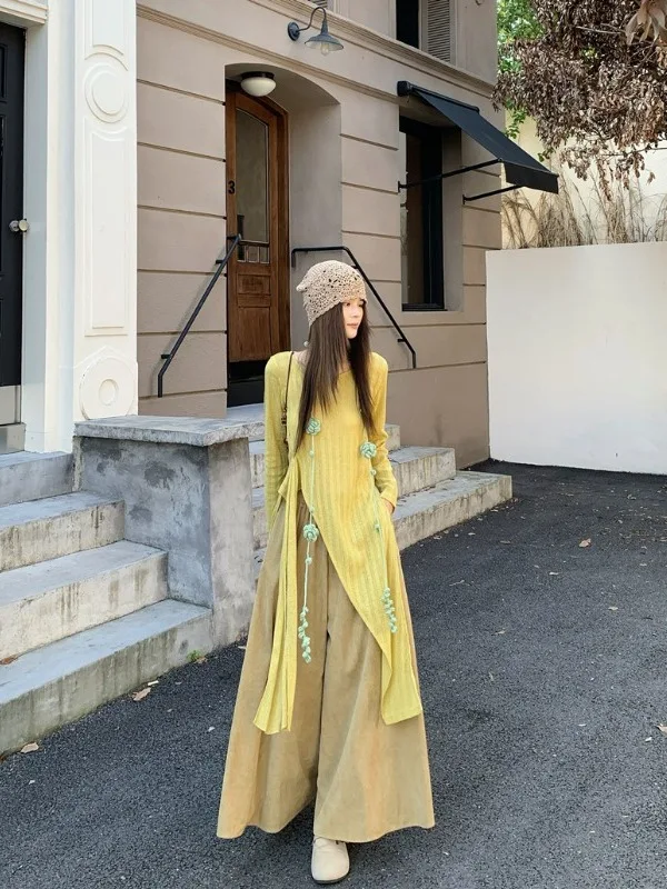 plus Size Knitted Set High Waist Wide Leg Pants Long Sleeve Irregular Design Casual Comfortable Korean Style Fashion Autumn Wear
plus Size Knitted Set High Waist Wide Leg Pants Long Sleeve Irregular Design Casual Comfortable Korean Style Fashion Autumn Wear