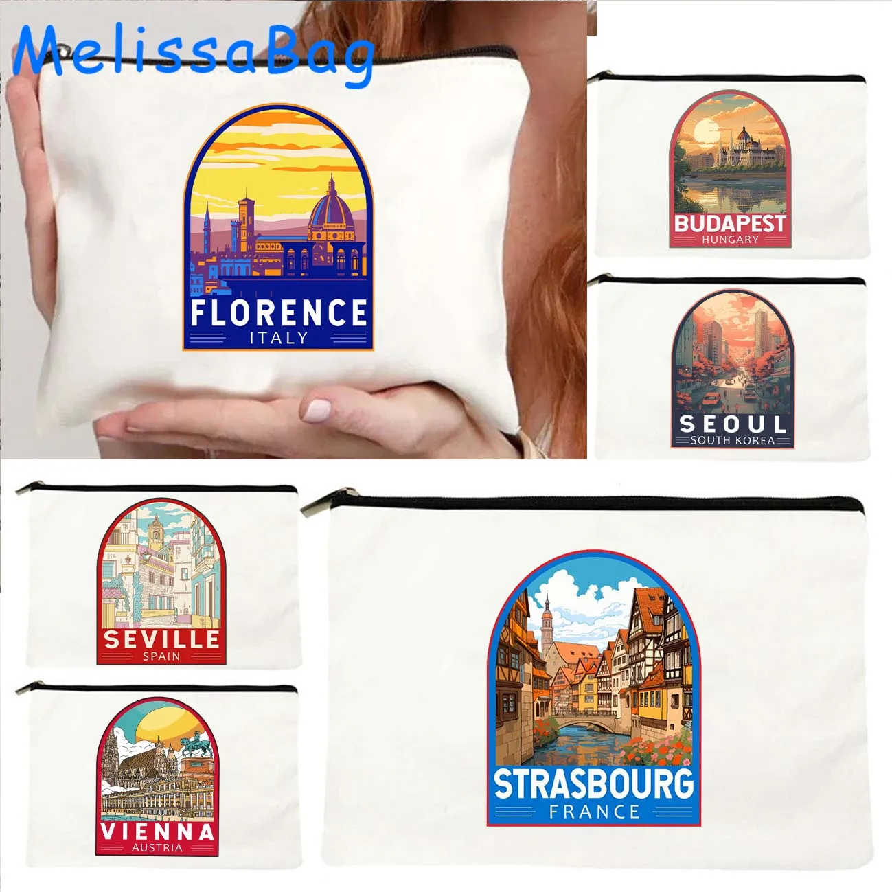 Seoul Budapest Amalfi Algarve Ibiza Rome Italy Seville Strasbourg Vienna Canvas Cosmetic Bag Makeup Bag Pencil Case Zipper Pouch
Seoul Budapest Amalfi Algarve Ibiza Rome Italy Seville Strasbourg Vienna Canvas Cosmetic Bag Makeup Bag Pencil Case Zipper Pouch