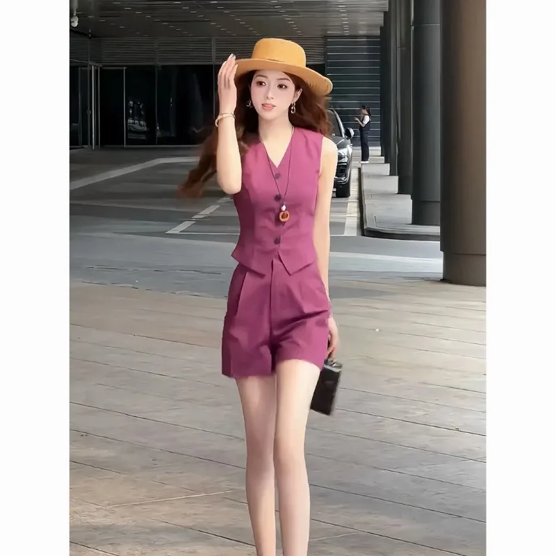 Korean Chic Summer Women V Neck Sleeveless Button Vest High Waist Wide Leg Pants Two Piece Matching Outfit
Korean Chic Summer Women V Neck Sleeveless Button Vest High Waist Wide Leg Pants Two Piece Matching Outfit