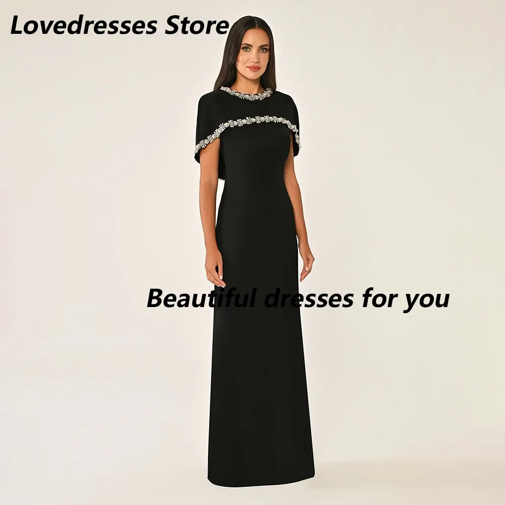 Black Evening Dress Customized Jewel Neck Beading Floor Length Prom Gown Cap Crystal Short Sleeves Jersey Saudi Arab Party Dress
Black Evening Dress Customized Jewel Neck Beading Floor Length Prom Gown Cap Crystal Short Sleeves Jersey Saudi Arab Party Dress