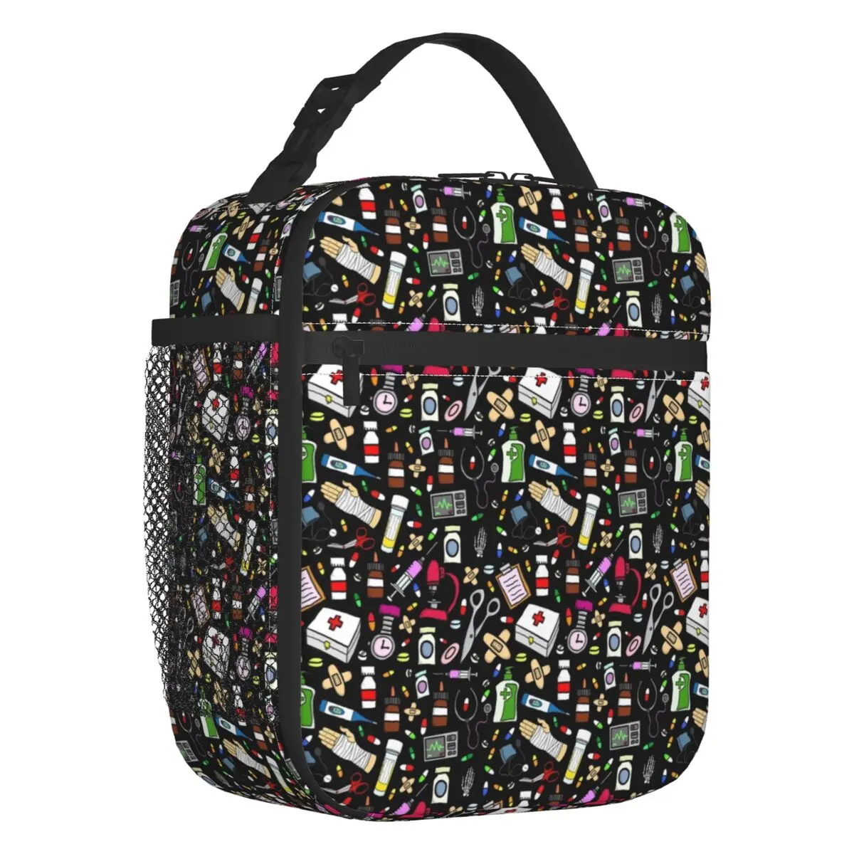 Nurse Pattern On Black Insulated Lunch Bag for Women Waterproof Nursing Cooler Thermal Lunch Tote Beach Camping Travel
Nurse Pattern On Black Insulated Lunch Bag for Women Waterproof Nursing Cooler Thermal Lunch Tote Beach Camping Travel
