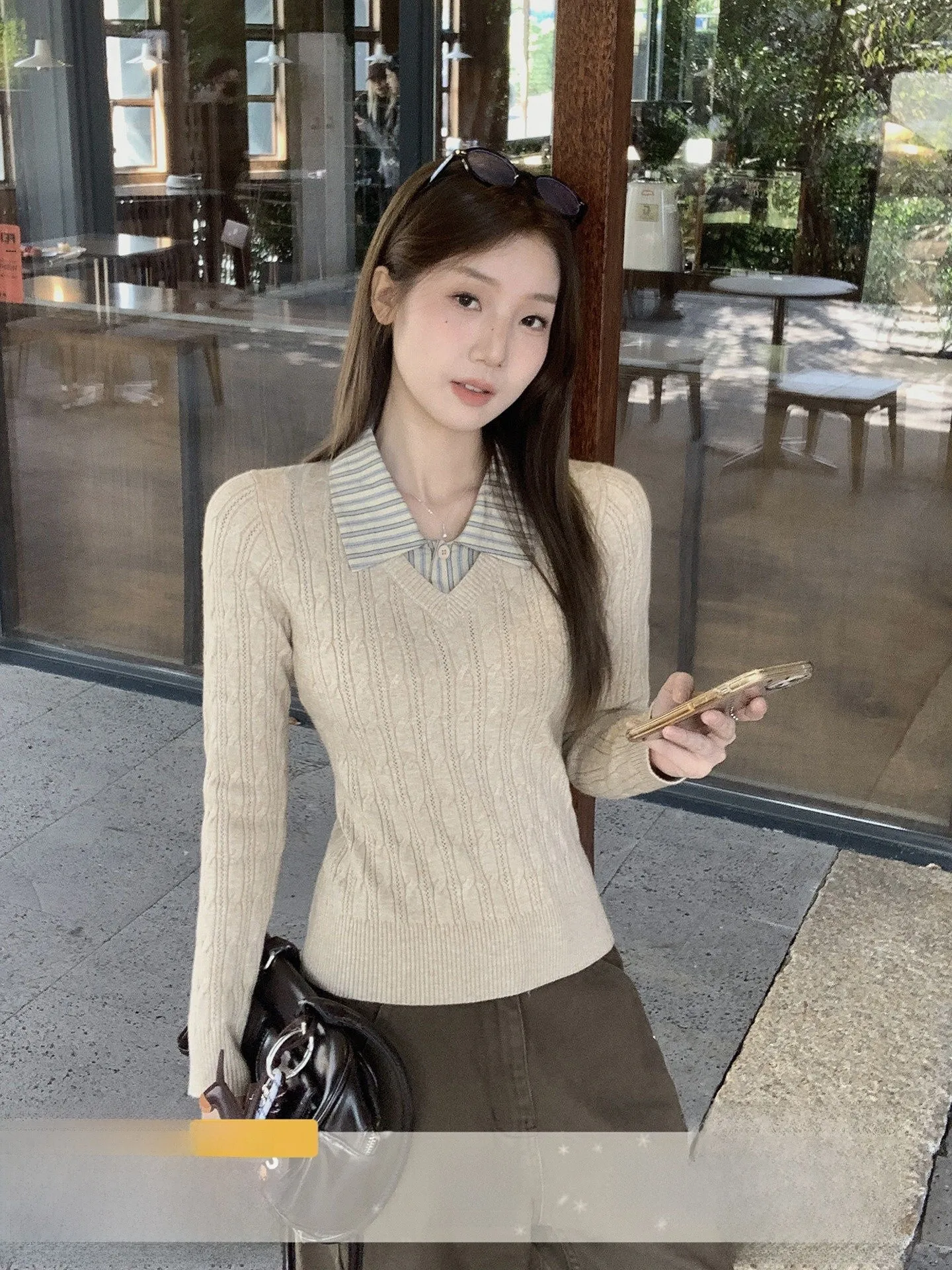 Korean Sle Ne Knitted Sweater Women's Design Slimming Versatile Plaid Fake Two-Piece Spring Faion Casual Inner Wear
Korean Sle Ne Knitted Sweater Women's Design Slimming Versatile Plaid Fake Two-Piece Spring Faion Casual Inner Wear