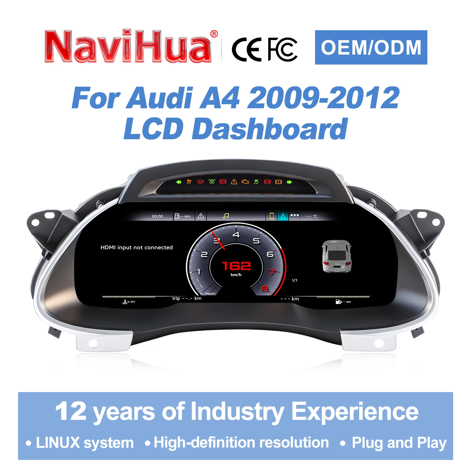 Цифровая приборная панель Navihua с 12,3-дюймовым LCD-экраном для Audi A4 2009-2012 годов выпуска, виртуальный кокпит, спидометр.
Цифровая приборная панель Navihua с 12,3-дюймовым LCD-экраном для Audi A4 2009-2012 годов выпуска, виртуальный кокпит, спидометр.
