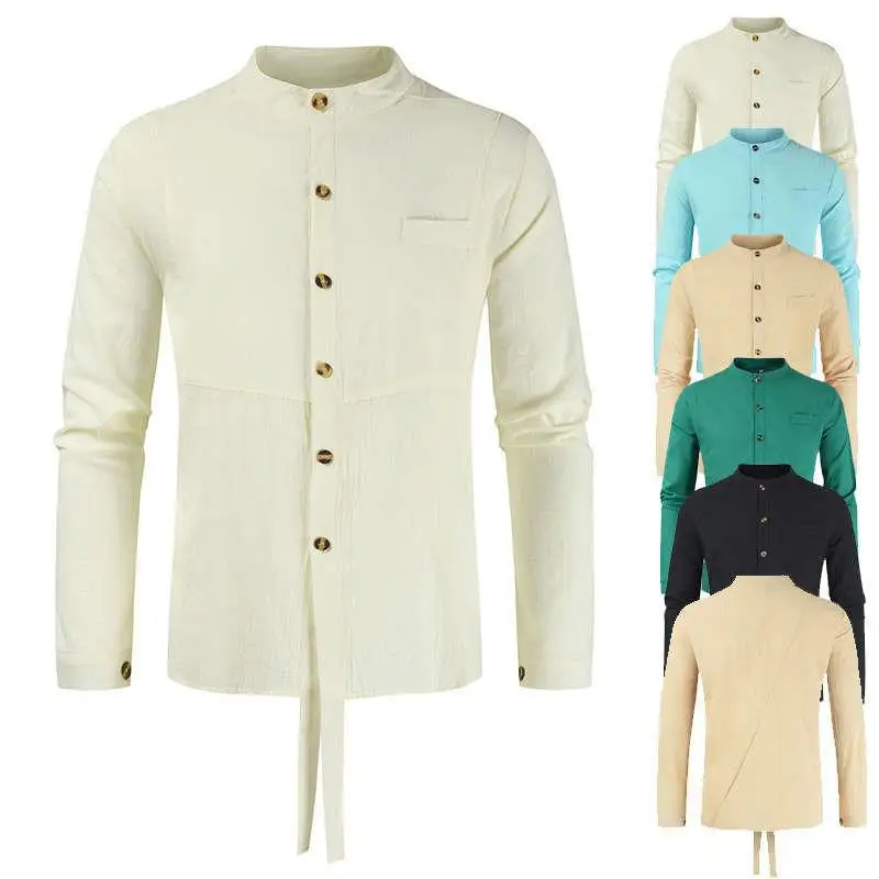 Мужской хлопково-льняной воротник-стойка Long Sve irt American Sle Pure Color Spring Youth Faion Stand Fit
Мужской хлопково-льняной воротник-стойка Long Sve irt American Sle Pure Color Spring Youth Faion Stand Fit