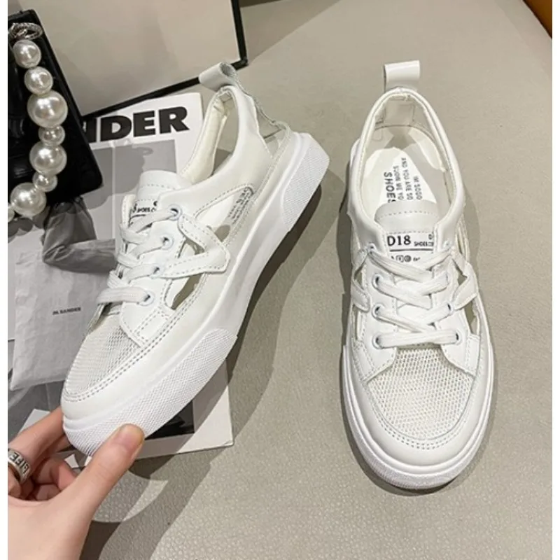 New Women's White Casual Shoes Fish-mouth Sandals Metal Decorative Transparent Breathable Mesh Shoes Large Zapatos Para Mujer
New Women's White Casual Shoes Fish-mouth Sandals Metal Decorative Transparent Breathable Mesh Shoes Large Zapatos Para Mujer