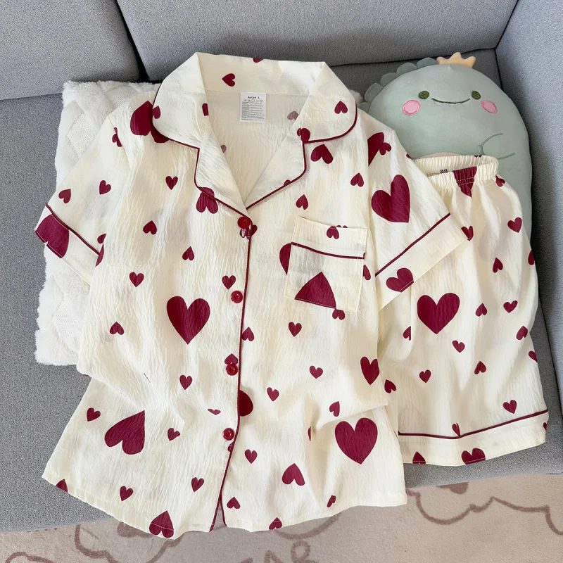 2Summer short-sleeve pajama set for women, comfortable and trendy, shorts that can be worn outside, home wear set
2Summer short-sleeve pajama set for women, comfortable and trendy, shorts that can be worn outside, home wear set