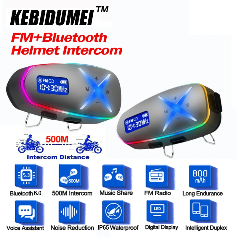 K6 2x Waterproof Motorcycle Bluetooth Headset, 500m Helmet Intercom, Music Share, 6-Month Standby, Voice Control for Riding
K6 2x Waterproof Motorcycle Bluetooth Headset, 500m Helmet Intercom, Music Share, 6-Month Standby, Voice Control for Riding