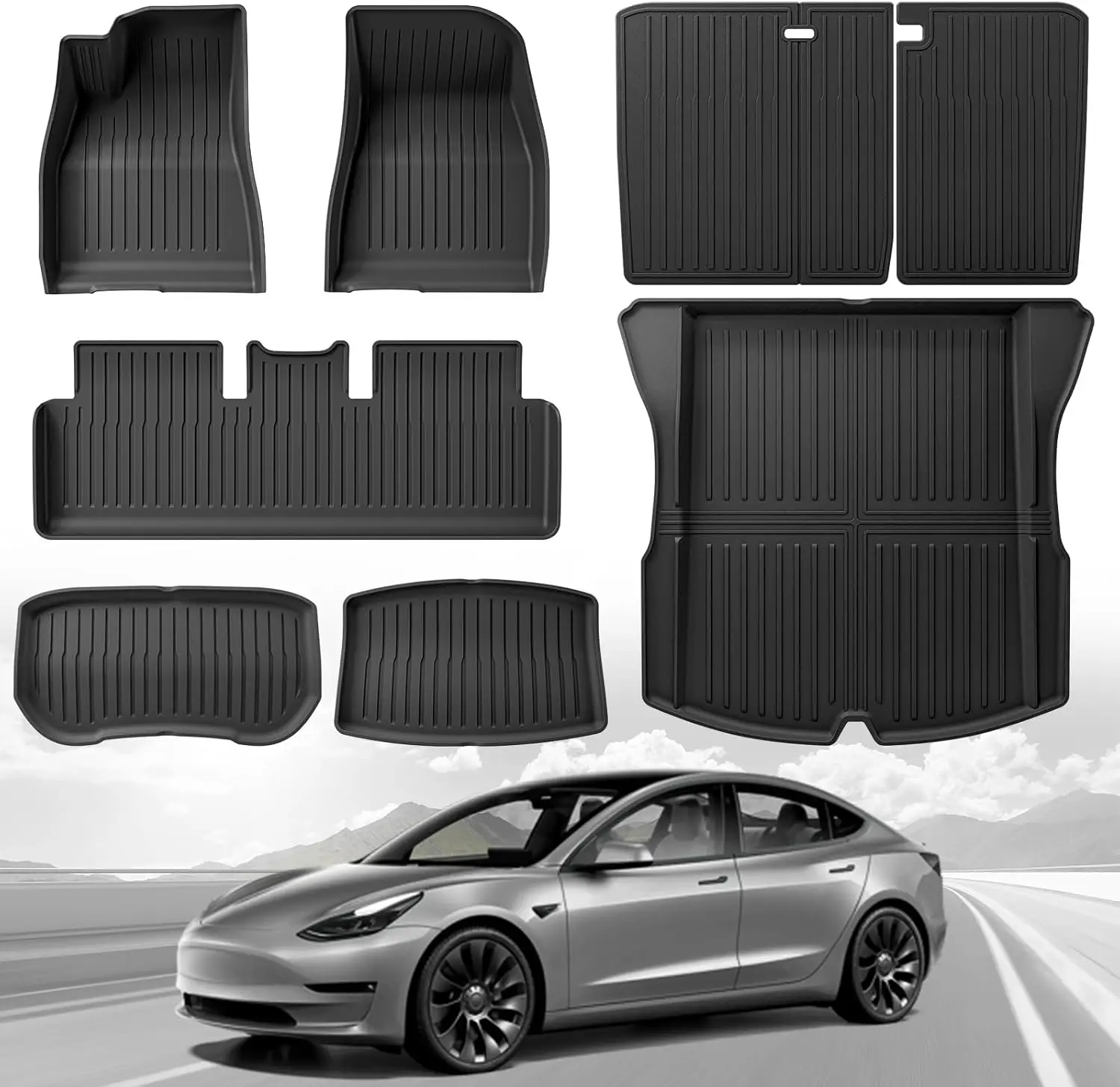 For Tesla Model 3 Highland 2024 - 2025, TPE All - Weather Cargo and Floor Mats, Full 8 - Piece Set
For Tesla Model 3 Highland 2024 - 2025, TPE All - Weather Cargo and Floor Mats, Full 8 - Piece Set