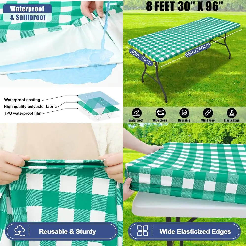 Водонепроницаемые эластичные скатерти, 2 шт. в упаковке, для прямоугольных столов 8 футов, полиэстер, клетчатый узор «Буффало», 30 x 96 дюймов, зеленый и белый цвета.
Водонепроницаемые эластичные скатерти, 2 шт. в упаковке, для прямоугольных столов 8 футов, полиэстер, клетчатый узор «Буффало», 30 x 96 дюймов, зеленый и белый цвета.