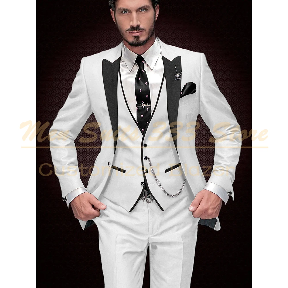 Handsome Men's Suits Elegant Wedding Skinny 3 Piece Jacket Pants Vest Luxury Customzied High Quality Outfits Costume Homme
Handsome Men's Suits Elegant Wedding Skinny 3 Piece Jacket Pants Vest Luxury Customzied High Quality Outfits Costume Homme